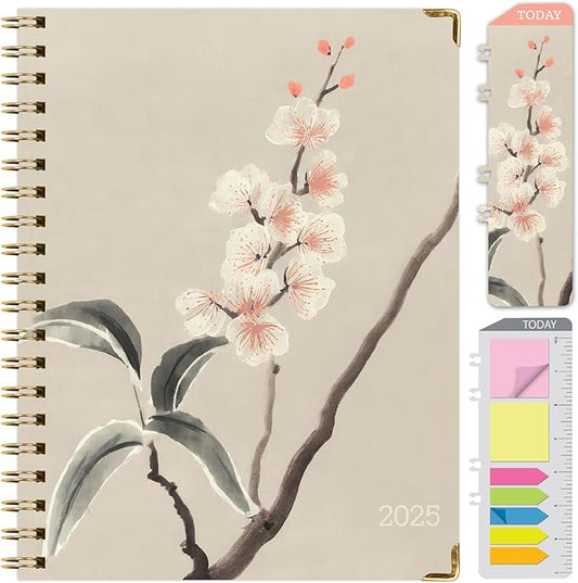 HARDCOVER 2025 Planner, 8.5"x11": 14 Months (November 2024 - December 2025), Daily Weekly Monthly Planner, Yearly Agenda, Bookmark, Pocket Folder and Sticky Note Set (Orchid)