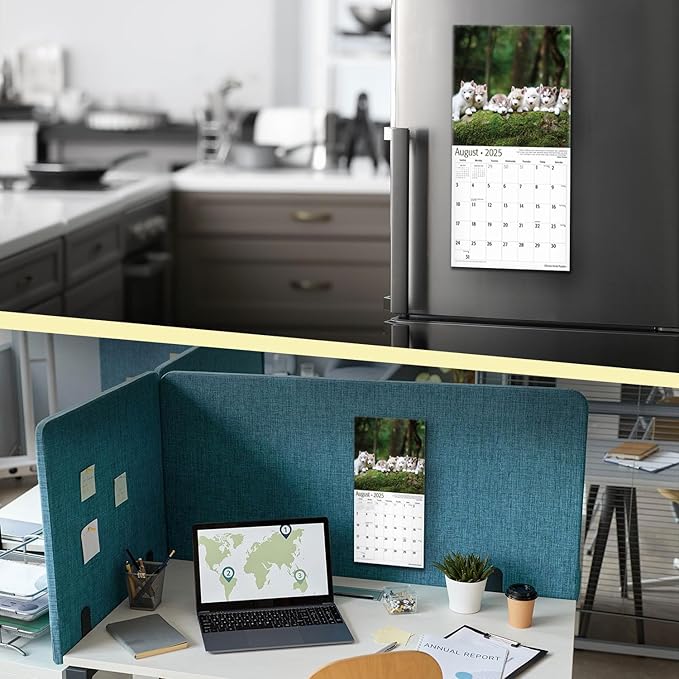 RED EMBER Siberian Husky Puppies Mini 2025 Wall Calendar 12 Month | 7" x 14" Open | Thick & Sturdy Paper | Giftable | Calendar 2025