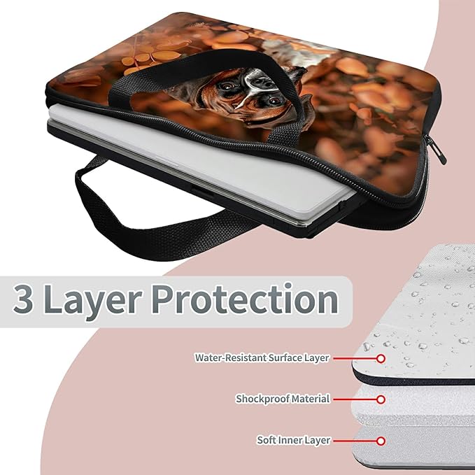 Laptop Sleeve Case Bag 13 inch, Dog Autumn Slim Carrying Case Durable Handbag Travel Laptop Bag for 13 inch MacBook Air M3/M2/Pro M2/ 13" iPad Pro/Air M4/M2 2024