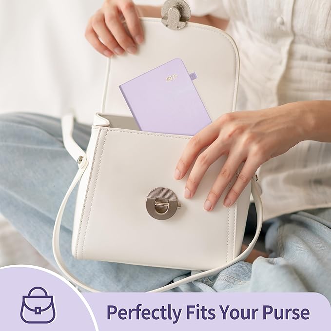 SUNEE 2025 Pocket Weekly Planner for Purse 3.5" x 6" - 12 Month (January 2025 - December 2025), Pocket Size Planner, Hardcover, Notes, Pocket, 100 GSM Paper, Purple