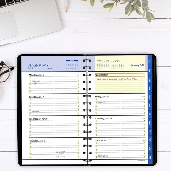AT-A-GLANCE 2025 Appointment Book Planner, Weekly & Monthly, 5" x 8", Small, QuickNotes, Black (76020525)