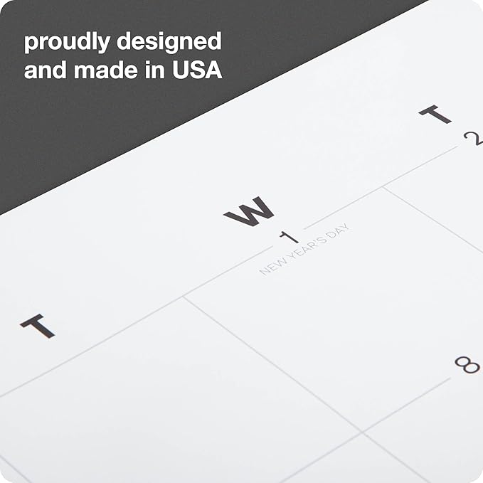 2025 Writable Edition, Oversized Monthly Wall Calendar 24.75" x 19.25", Large Writing Spaces, Holidays & Moon Phases, Hang or Use as Desk Blotter, Morse Code Inspired, MADE IN THE USA