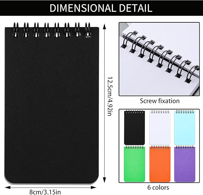Pocket Notebook Small Notepad Pocket Notepad Small Spiral Notebooks 3X5Inches (6-blank)
