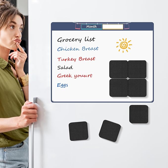 MaxGear Dry Erase Erasers, 48 Pack Magnetic Whiteboard Erasers for Classroom, Mini Whiteboard Cleaning Pads Bulk, Chalkboard Wiper Teacher Supplies for School, Office, Home （Black, 2 x 2 x 0.6 Inch