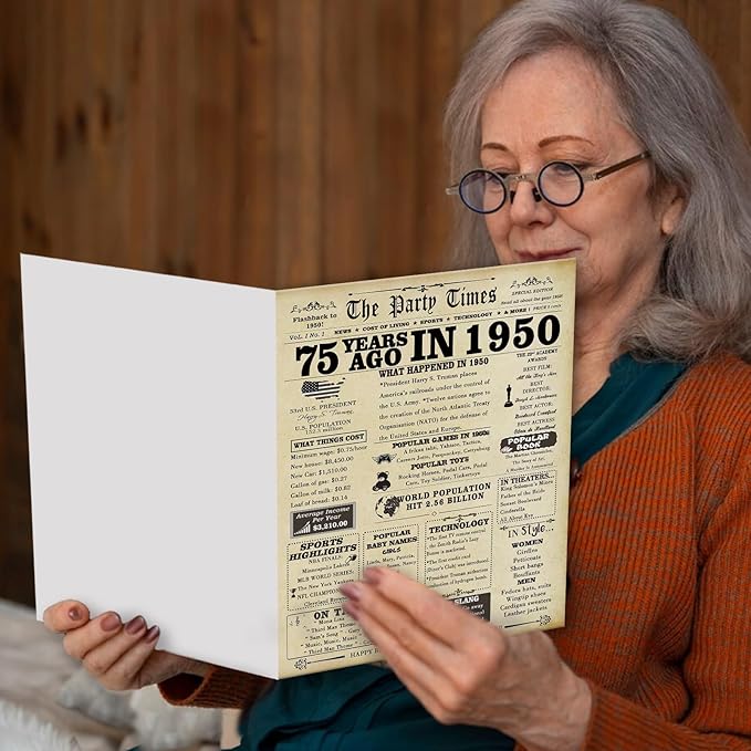 Jumbo 75th Birthday Card for Women Men,Vintage Birthday Decoration Gifts for 75 Years Old Mom Dad,Back in 1949 Birthday Gifts Card for Grandma Grandpa