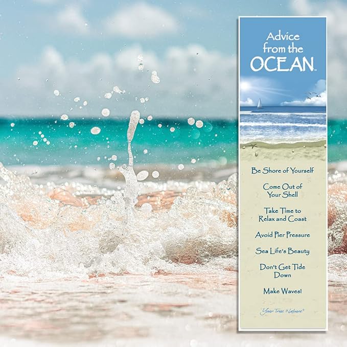 Advice from Nature 3 Bookmark Coastal Set, Laminated with Glossy Finish, Printed on Recycled Paper - Ocean, Lighthouse, Beach (AMBM-Coastal)