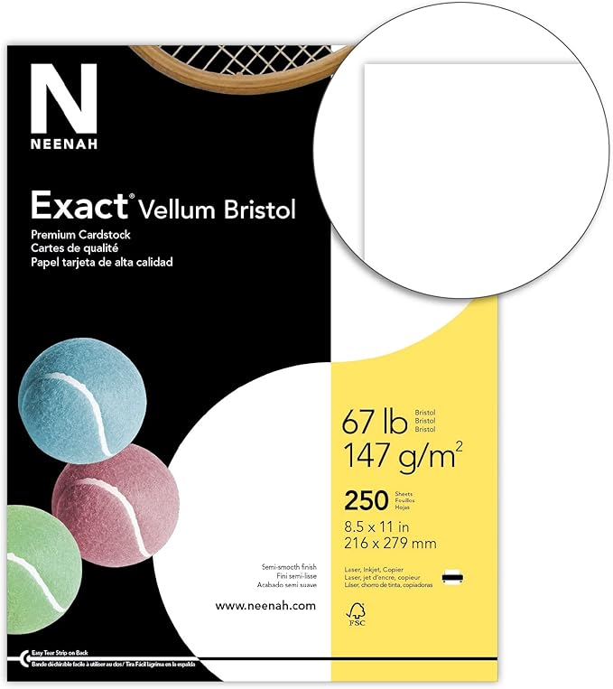 Neenah Exact Vellum Bristol Cardstock, 8.5" x 11", 67 lb/147 GSM, Blue, 250 Sheets (Pack of 1) (81328)