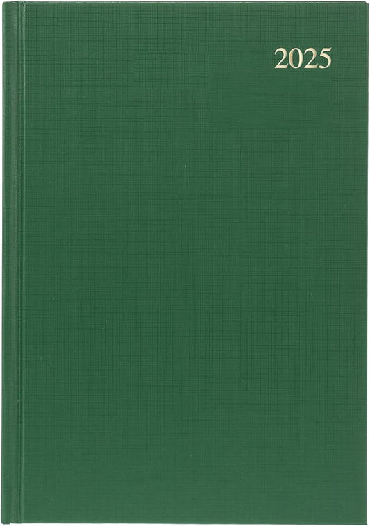 Collins Essential 2025 Business Diary - A4 Day to a Page Planner with Leathergrain Hardback Cover - Green - ESSA41.52-25