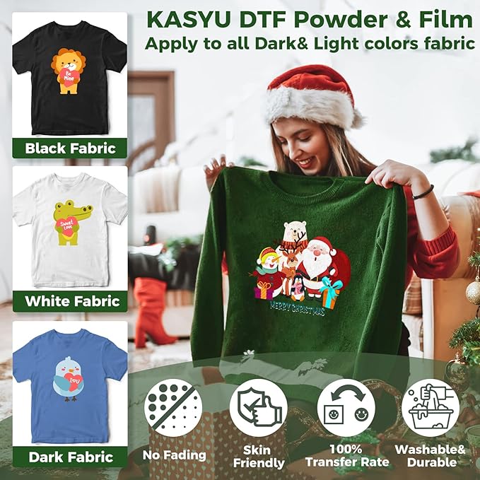 KASYU DTF Transfer Film Roll, A3 13" x 82ft Glossy Direct to Film for All Sublimation&DTF Printers,DTF Film for Sublimation Hack,Upgraded DTF Paper for All Color Fabric