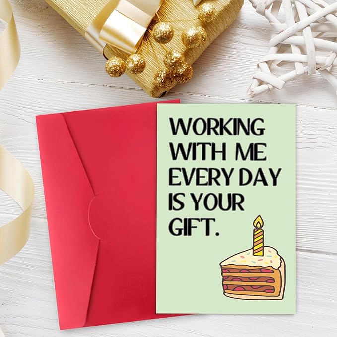 Funny Birthday Card for Coworker, Hilarious Office Birthday Card for Boss Friends Coworker, Working With Us Everyday Is Your Gift