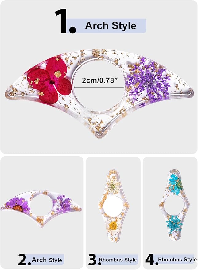 4 Pieces Dried Flower Resin Book Page Holder Transparent Thumb Ring Page Holder Handmade Personalized Flower Resin Bookmark Reading Accessories Gift for Teachers Book Lovers (Classical)