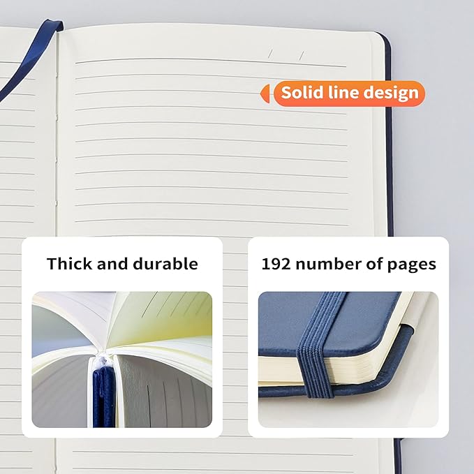 A6 Small Journal Notebook, Lined Pocket Notebook with Pen Holder, Mini Notebook Hardcover, 192 Pages, 3.9 inches * 5.5 inches Jurnal for Women and Man（1PACK Black）