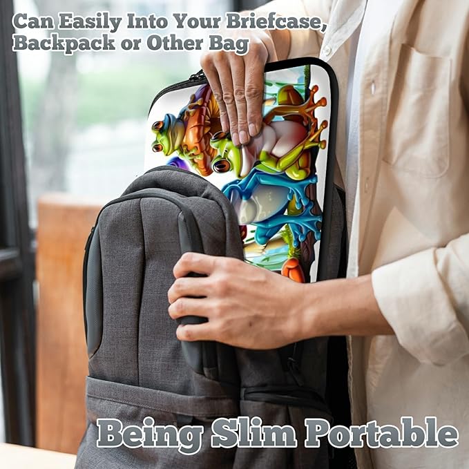 Laptop Sleeve Case Bag 15 inch, Color Frog Mushrooms Slim Carrying Case Durable Handbag Travel Laptop Bag for 15 inch MacBook Air M3/M2/15 Pro/Surface Laptop 7/6/5/4/3/ Dell XPS 15 Plus