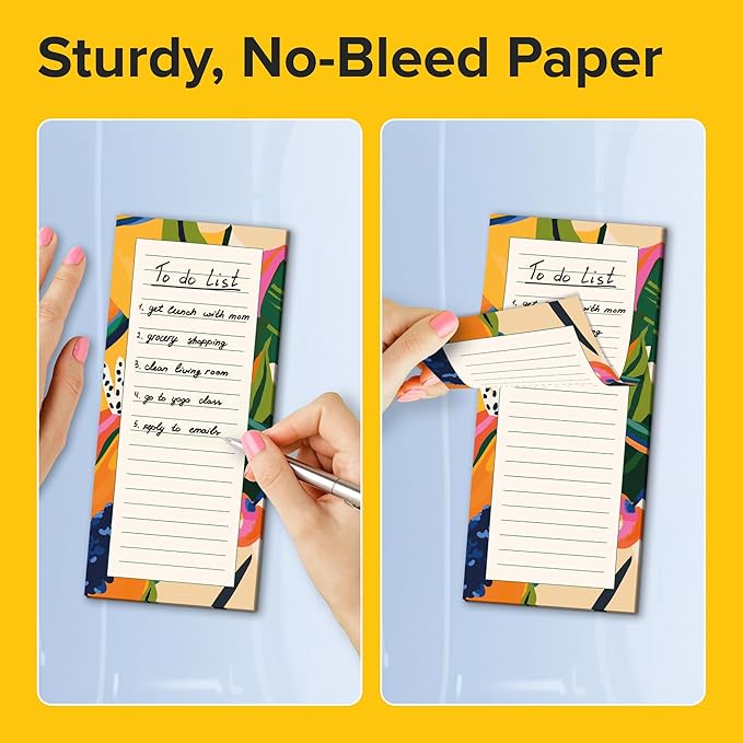 X-bet MAGNET Magnetic Notepads for Refrigerator 4 pack 50 sheets, 70g double gummed paper with color printing