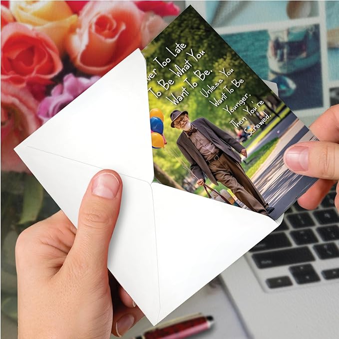 NobleWorks, Funny Birthday Greeting Card for Men with 5 x 7 Inch Envelope (1 Card) Bday Never Too Late Man C10843BDG