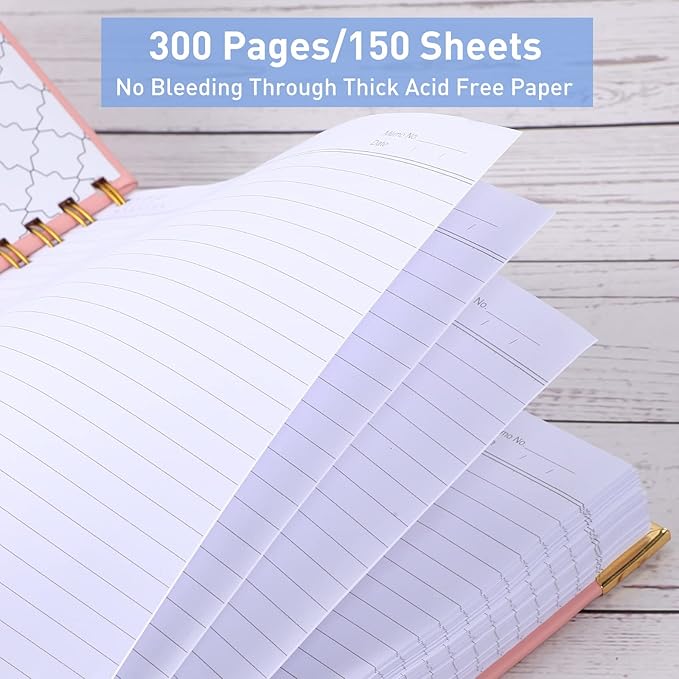 Spiral Notebook, College Ruled Notebook Journal, 7” x 10”, 300 Pages Leather Writing Journal for Women Men, B5 Hardcover Notebook for Work School, 24pcs Index Tabs, Black