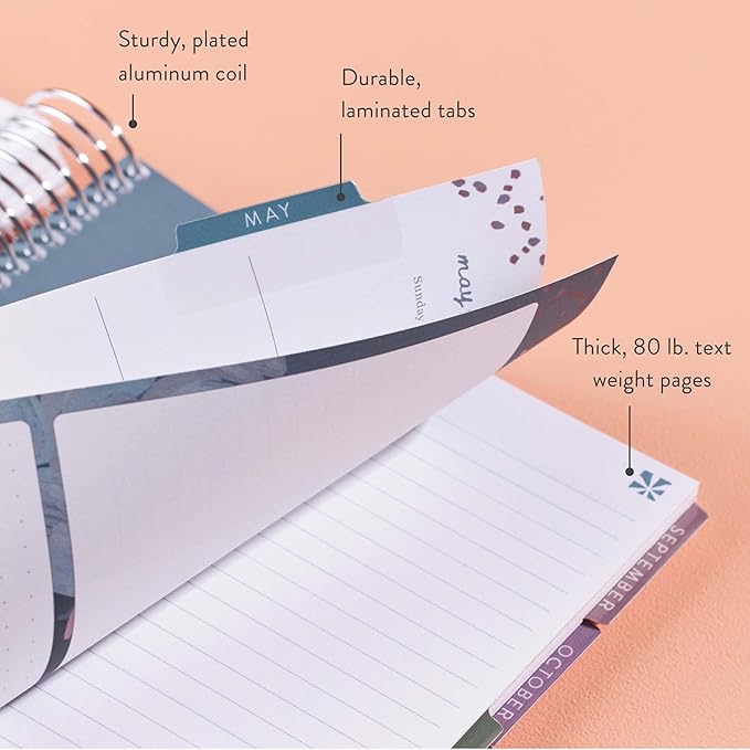 Erin Condren 12-Month Spiral Life Planner (Jan 2025 - Dec 2025) | 7x9 Weekly Planner with Monthly Calendars | Canvas Asterisk Covers, Bold Blooms Interior, Vertical Layout, Platinum Coil