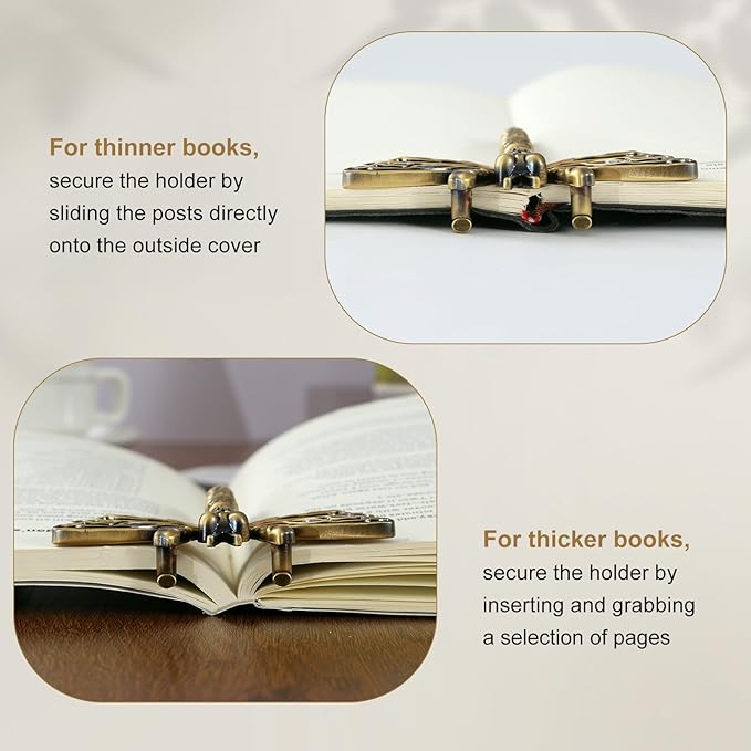 LOVME Metal Book Clips, Page Holder Journal Clips to Hold Journal Open While Reading and Free Your Hands, Metal Bookmark, Vintage Gifts for Book Lovers, Readers, Writers, Dragonfly Design