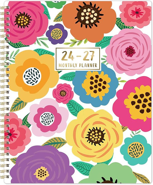 Tullofa Monthly Planner/Calendar 2024-2027 - Jul. 2024 - Jun. 2027, 3 Year Monthly Planner, 9" x 11", 2024-2027 Monthly Planner with 36 Months + Tabs + Double-side Pocket + Flexible Cover - Floral