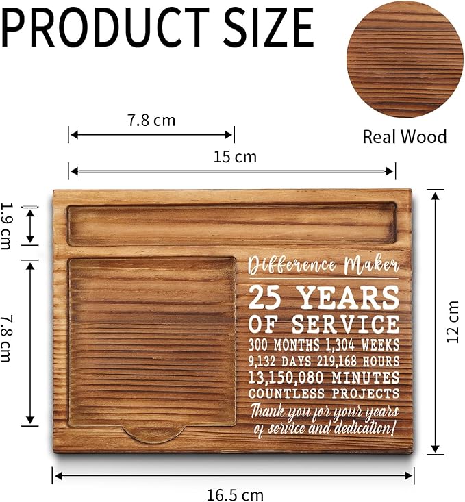 25th Work Anniversary Sticky Note Holder, Thank You Appreciation 25 Year Work Anniversary Decor Gifts for Women, Employee, Him, Her, Happy 25th Work Anniversary Self-Stick Note Pad Holders GSH28