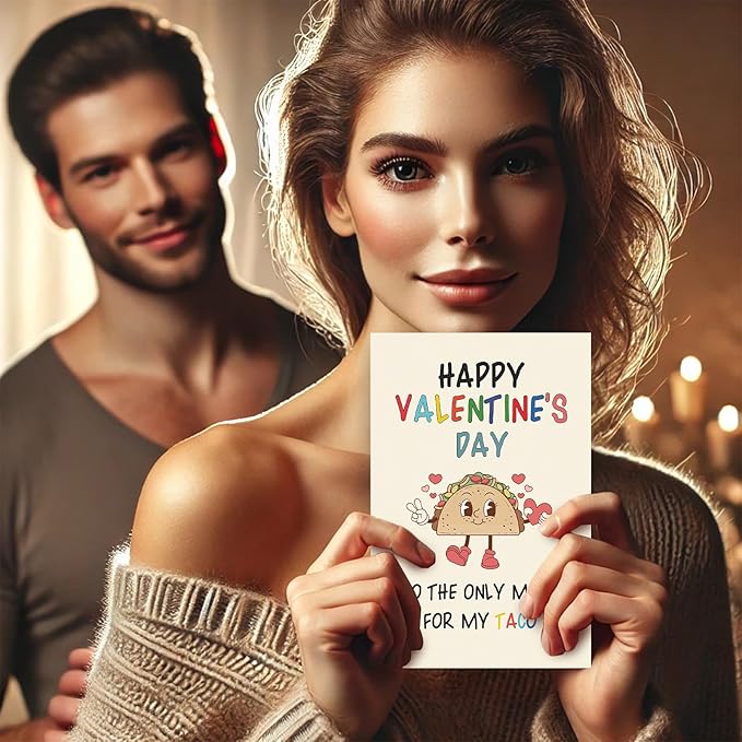 Funny Valentines Day Card Gifts for Him Boyfriend, Naughty Valentine's Day Gifts for Men, Unique Valentines Day Cards for Husband, Taco Vday Cards