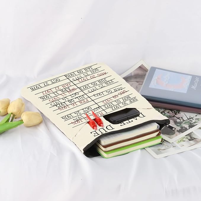 Library Book Date Due Book Sleeve Gift Book Bag Gift for Book Lover Librarian Gift Bookish Gift (Date Due)