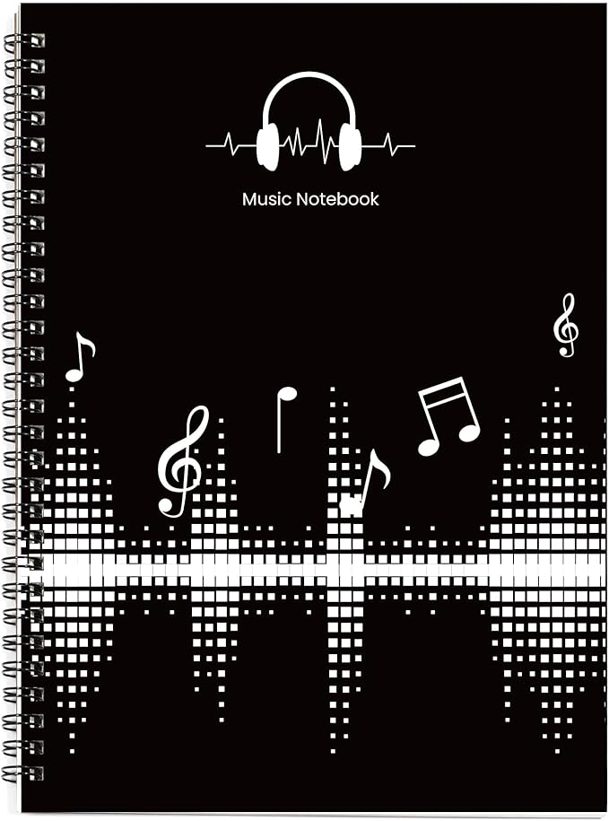 MAXCURY Blank Sheet Music Composition Manuscript Staff Paper Art Music Notebook Black 100 Pages 26x19cm (DJ)