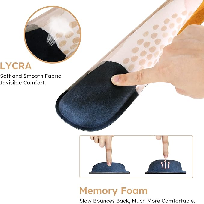 iCasso Keyboard Wrist Rest and Mouse Wrist Rest Pad, Made of Memory Foam, Ergonomic Support, Easy Typing and Relieve Wrist Pain, Perfect for Gaming, Computer, Office, Laptop (Color Block)