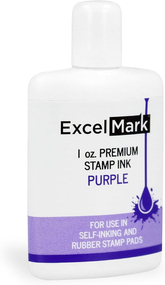ExcelMark Premium Self-Inking Stamp Refill Ink - 1 oz. (Purple)