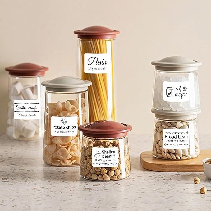 3 Rolls White Labels for NIIMBOT B1 B21 B3S K3 Label Maker, 2'' x 2'' (50x50mm) Printer Labels, Food Labels for Jars, Personalized Editable Labels for Home/School/Office