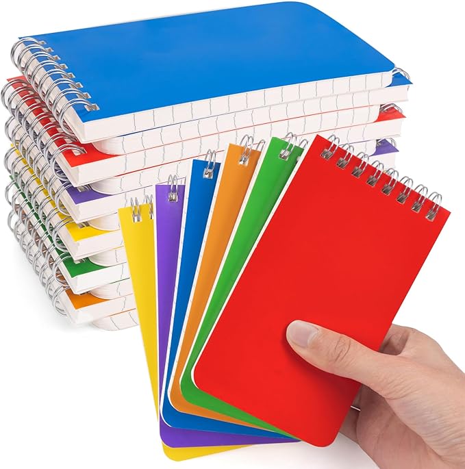 Pocket Notebook Bulk 3x5 Inch, 18 Packs Mini Top Bound Spiral Notepad, Small Pads 6 Colored, 60Sheets/120Pages (80GSM) Memo Notepads for Home, School, College, Office, Work, Travel