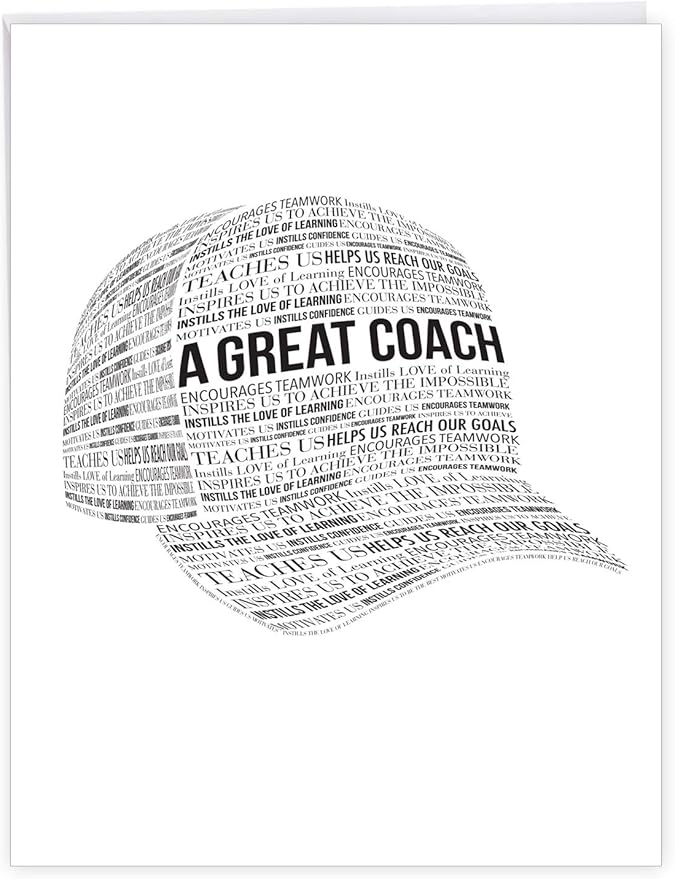 NobleWorks - 1 Jumbo School Teacher Thank You Notecard From US, Everyone w/Envelope (8.5 x 11 Inch) Team Sports Athlete Gratitude, Coaches and Mentor Notecard - Great Coach Thank You J6767TYG-US