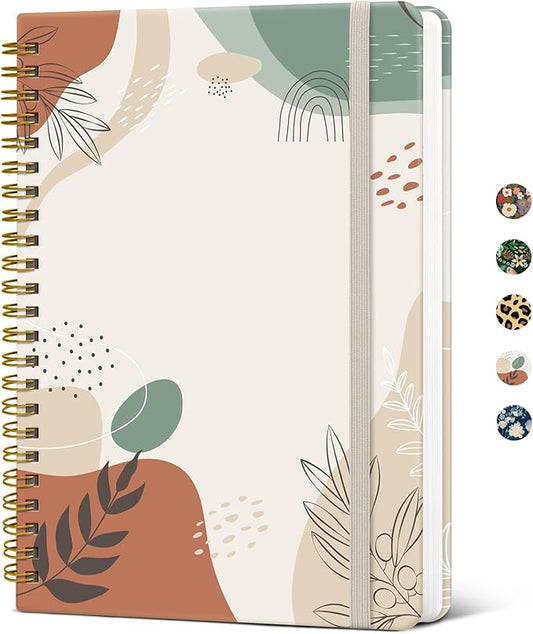 Pretty Cute Lined Spiral Journal Notebook for Women, Aesthetic College Ruled Notebook for Work & Note Taking, A5 Hardcover Journal for Writing, 140 Pages, Abstract