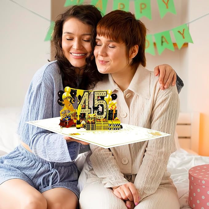 45th Birthday Card for Men Women, 3D Pop Up 45th Birthday Gifts Cards for Him Her, Back In 1980 Funny 45 Year Old Birthday Decorations