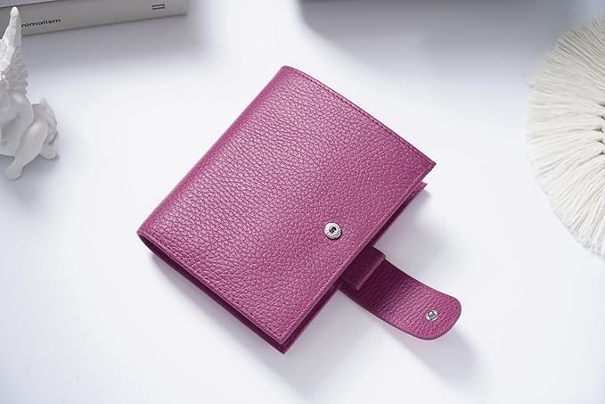 Moterm Pocket Regular Rings Planner - Genuine Leather Binder Organizer (Firm Pebbled-Fuchsia Rose, 19mm Ring)