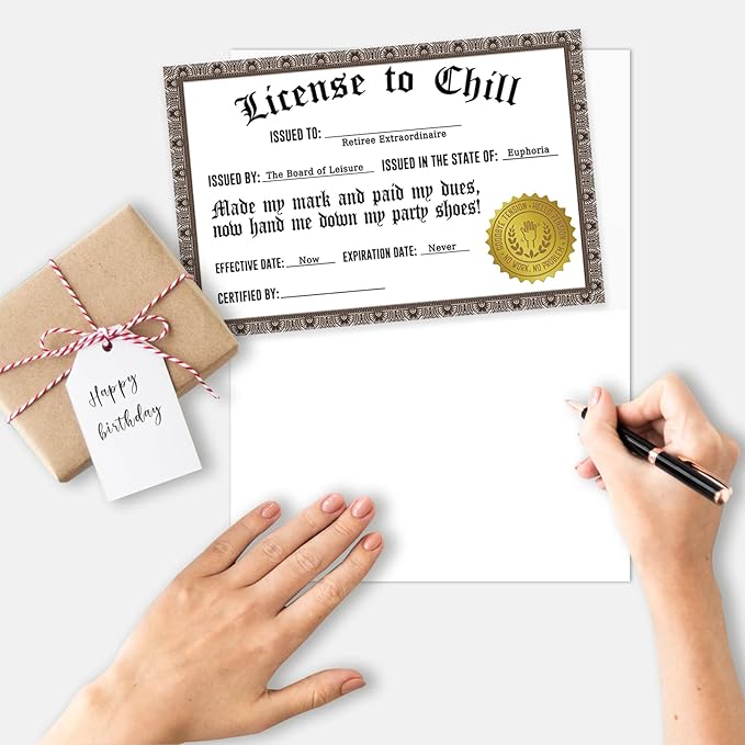 Funny Retirement Gift Card for Men & Women – Hilarious 'License to Chill' – Best Retirement Gifts for Him, Her – Retirement Card for Man, Farewell Card for Coworkers – Perfect Coworker Leaving Gifts