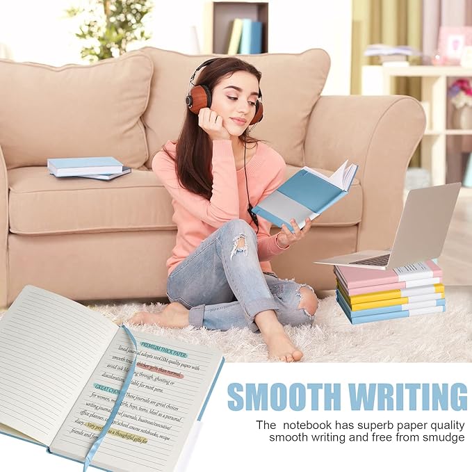 Lined Journal Notebook, (sky blue), 160 Pages, Medium 5.7 inches x 8 inches - 100 gsm Thick Paper, Hardcover