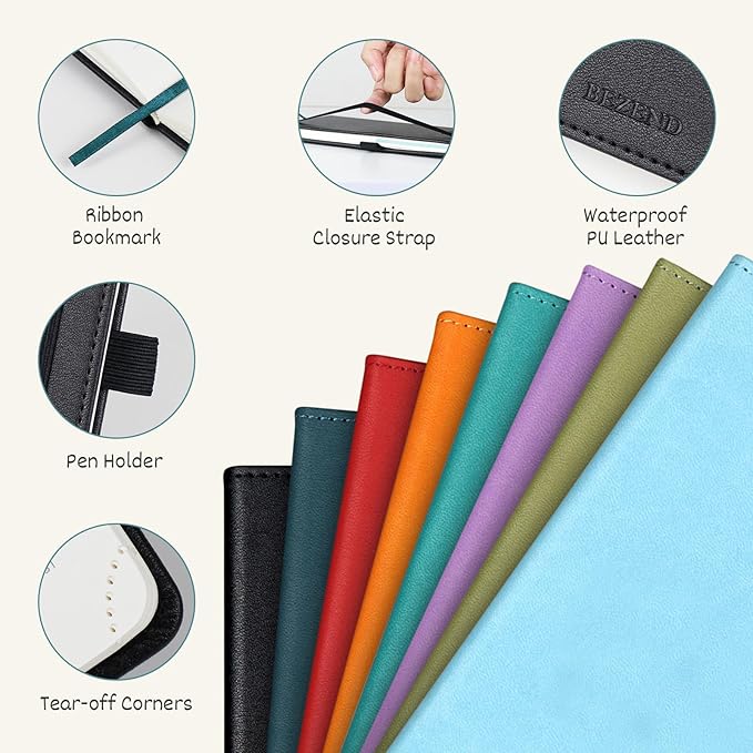 BEZEND 2 Year Pocket Calendar 2025-2026 - Small Monthly Planner for Purse 6.5" x 3.5", Runs Jan 2025 to Dec 2026, 100 GSM Paper, Pen Loop & Notes, PU Leather Hardcover in Turquoise