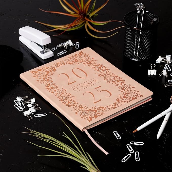 Eccolo 2025 Large Agenda Planner, 12 Month, Yearly, Monthly & Weekly Pages, Habit & Gratitude Tracker (Flexi-Cover - 8 x 10")