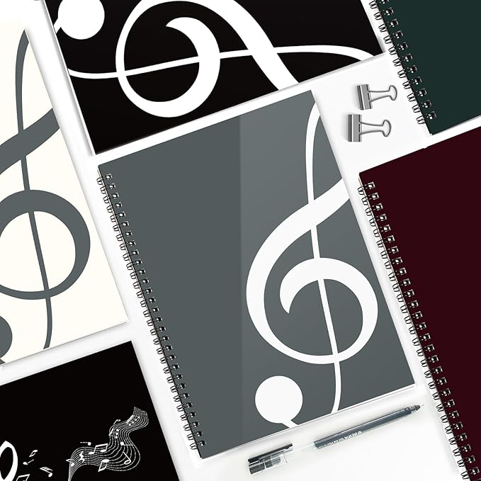MAXCURY Blank Sheet Music Composition Manuscript Staff Paper Art Music Notebook Black 100 Pages 26x19cm (Grey Green/White)