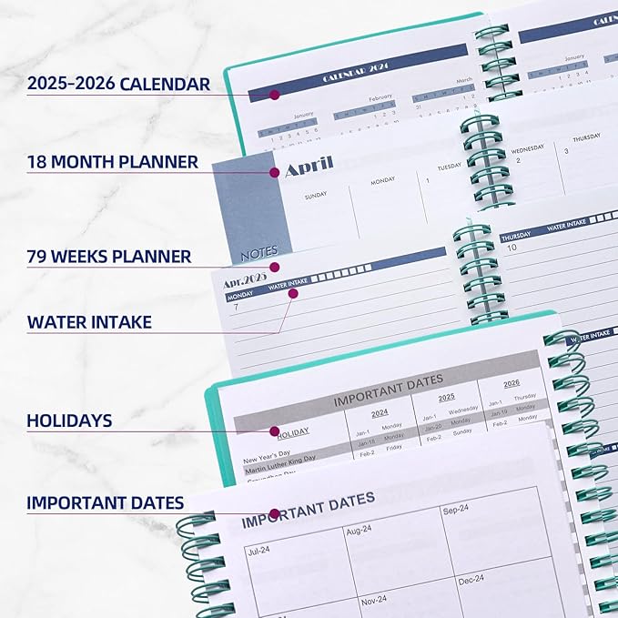 Cheneyboo 2025 Planner - January 2025- June 2026, Monthly Weekly Daily Planner 2025-2026, 18 Month Planner, 7.5"x10.2", Big Size Planner, Green