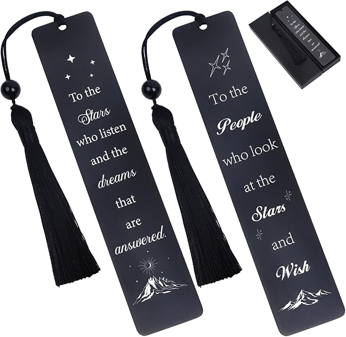 Fantasy Metal Bookmark Gift - 2Pcs Pretty Bookmarks with Tassels for Women Cool Star Book Marks Gifts for Men Motivational Book Mark for Book Lovers Teacher Bookmarks Appreciation Gifts