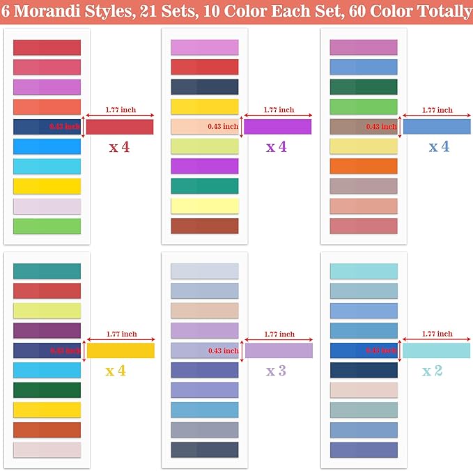 SIQUK 4200 Pieces Sticky Tabs for Annotating Books Tabs Morandi Sticky Flags Clear Transparent Page Markers Strip Page Flags Colored Tabs Writable and Repositionable Book Annotation Tabs