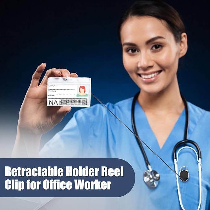 Honoson Heavy Duty Retractable Badge Reels Batch ID Badge Holder Retractable Clip Bulk Card Key Holder with Ring for Office Worker Employee, Doctor Nurse Gifts(Black,30 Pcs)