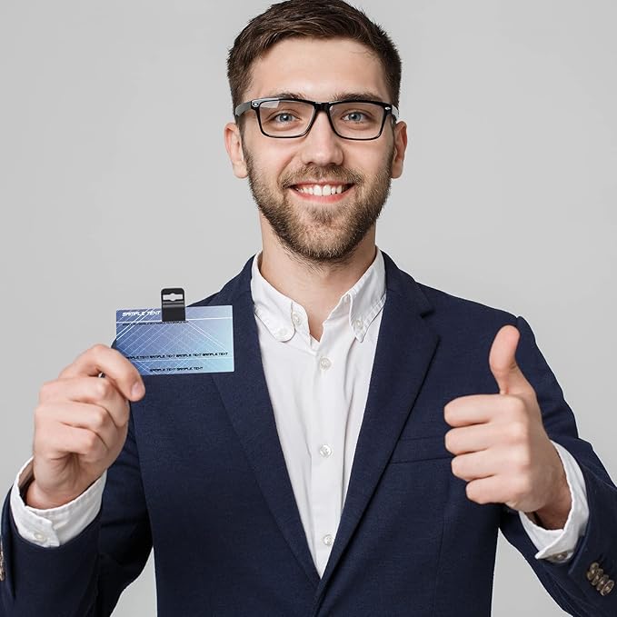 Eaasty Black Gripper Card Holder Clamps Black Swipe Plastic ID Card Secure Badge Holder for Standard Thickness ID Badge, CAC, Chip or Swipe(40 Pcs)