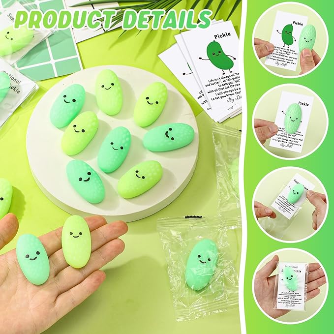 HyDren Christmas Emotional Stress Ball Gifts Bulk Cute Pickle Squeeze Mini Stress Relief Ball Gift Employee Appreciation Gifts Inspirational Cards Students