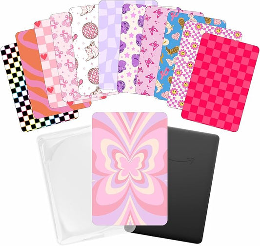 E-reader Cardstock Paper Inserts for Clear Case | 12 pk 4.88 x 6.73” inches Paper White 11th Generation 6.8" Screen Compatible Put Behind Case Colorful Floral Designs Change Out (Design Mix 4)