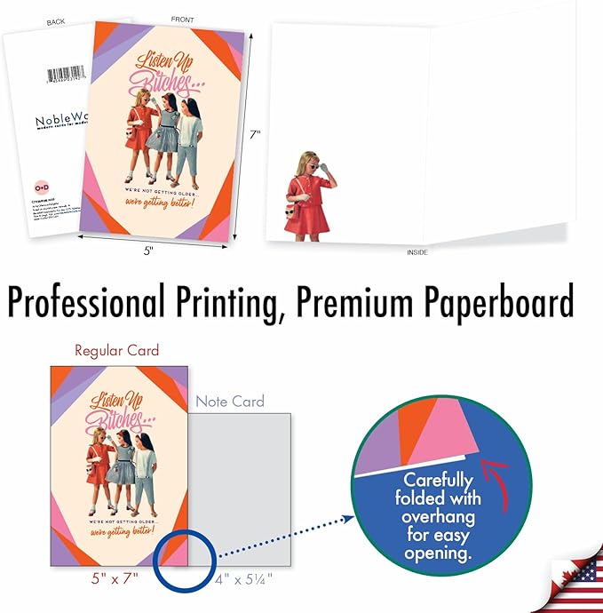 NobleWorks Humorous Blank Birthday Greeting Card with 5 x 7 Inch Envelope (1 Card) Listen Up C7026BDB
