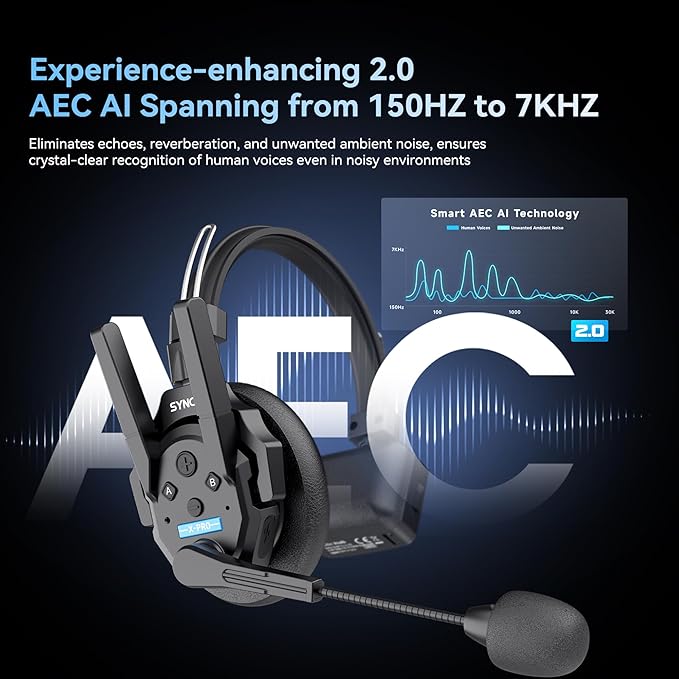 SYNCO XTalk XPro Wireless Intercom Headset with Antenna Enhanced Signal Reception 2.4GHz Full Duplex Random Master Device Design for Team Communication Headset (Xpro9 Nine Users)