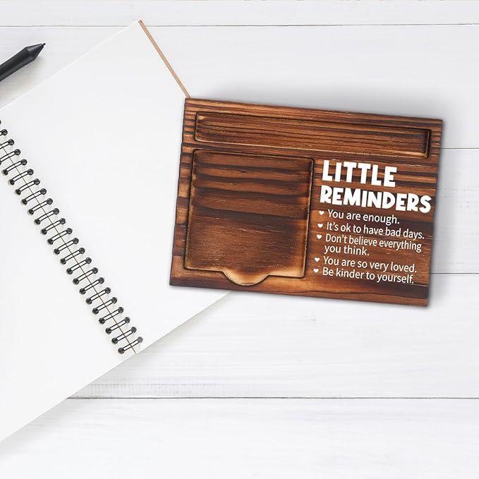 Inspirational Motivational Little Reminders Gifts for Women Men, Positivity Recovery Self Care Encourage Gifts, School Counselor Gifts, Mental Health Gifts, Desk Retro Note Pad Holder VN340